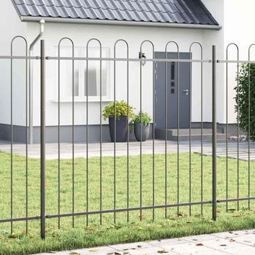 vidaXL Tuinhek 6 pcs Grijs 10,2 x 1,5 m Poedergecoat staal, Tuin en Terras, Verzenden, Nieuw