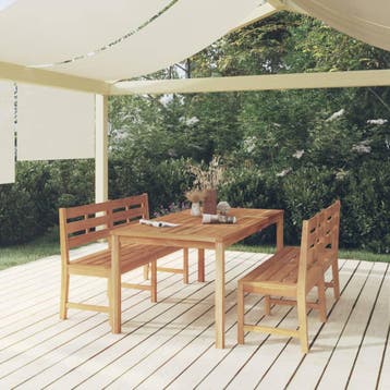 vidaXL 3-delige Tuinset massief teakhout, Verzenden, Nieuw, Tuinset