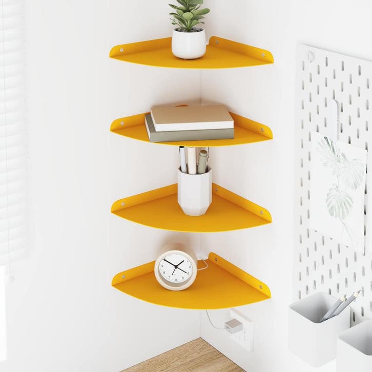 vidaXL Zwevende plank met plank 4 pcs Mosterdgeel 24 x 24 x, Huis en Inrichting, Kasten | Wandmeubels, Nieuw, Verzenden