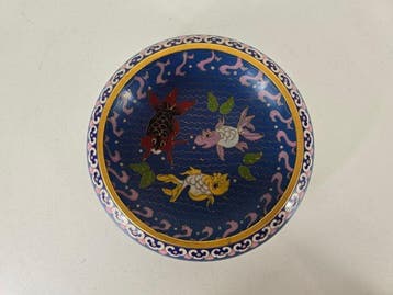 Kom - Cloisonné - Kom kleurrijke goudvissen
