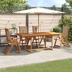 vidaXL 5-delige Tuinset massief acaciahout en textileen, Verzenden, Tuinset