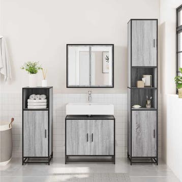 vidaXL Wastafelkast 65x33x60 cm bewerkt hout grijs sonoma, Verzenden, Nieuw