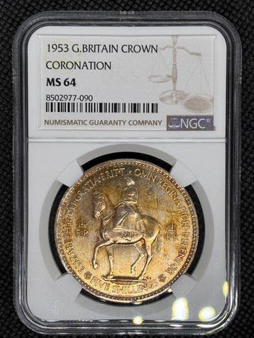 Royaume-Uni. Elizabeth II. 5 Shilling 1953 NGC MS64 (Sans