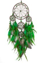 Dromenvanger Ster Groen Dreamcatcher Veren Macramé Bohemian, Ophalen of Verzenden, Nieuw
