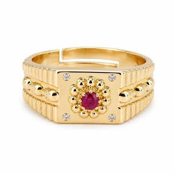 Sans prix de réserve - Bague Plaqué or Rubis - Diamant -, Nieuw