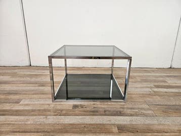 Middentafel - Bijzettafel van staal en gerookt glas - Staal,