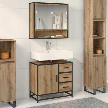 vidaXL Badkamermeubel Set 2 st Artisan Eiken 65 x 33 x 60 cm, Huis en Inrichting, Verzenden, Nieuw