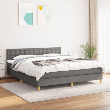 vidaXL Boxspring met matras stof donkergrijs 160x200 cm, Verzenden, Nieuw