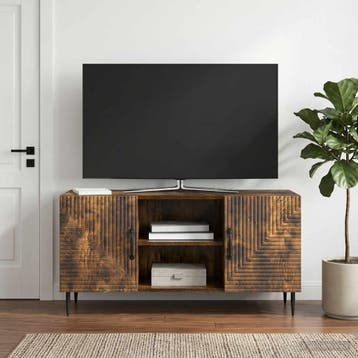 vidaXL TV Kast Gerookt eiken 102 x 34,5 x 50 cm Bewerkt hout, Verzenden