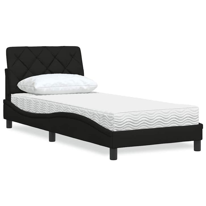 vidaXL Bed met matras stof zwart 80x200 cm, Huis en Inrichting, Slaapkamer | Bedden, Nieuw, Verzenden