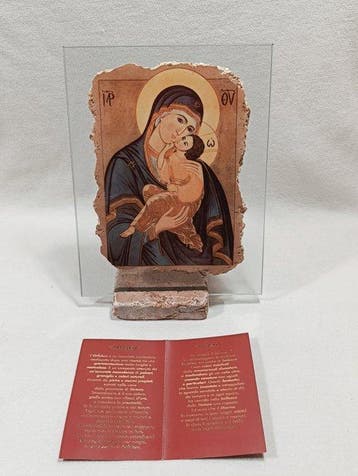 Icoon - Moeder Gods - orfalese, Marmer, Glas - Madonna van