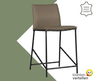 Leren barkruk laag Favor - Toledo Moss (bruin/groen) -, 60 tot 90 cm, Nieuw, Leer, Ophalen of Verzenden