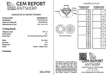 1 pcs Diamant (Natuurlijk) - 0.32 ct - Rond - SI1 - Gem, Nieuw