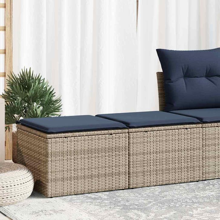 vidaXL 2-delige Loungeset met kussens poly rattan acacia, Tuin en Terras, Tuinsets en Loungesets, Loungeset, Nieuw, Verzenden