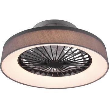 Trion Farali LED plafondventilator 30W dimbaar - mat grijs, Verzenden, Nieuw