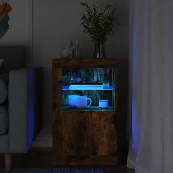 vidaXL Bijzetkast met LED bewerkt hout gerookt eikenkleurig, Verzenden
