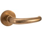 Deurklink op geveerd rozet Halfsabel/Vivo messing antiek, Nieuw