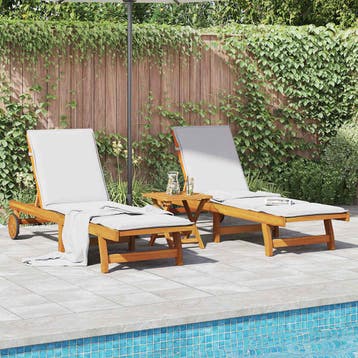vidaXL Ligstoelen 2 st massief acaciahout, Tuin en Terras, Verzenden, Nieuw