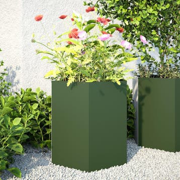 vidaXL Plantenbakken 2 st zeshoek 46x40x45 cm staal, Tuin en Terras, Verzenden, Nieuw