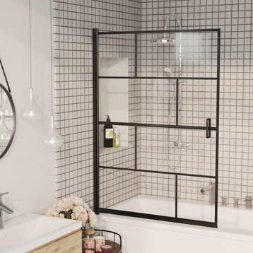 vidaXL Douchewand 100x140 cm ESG zwart, Verzenden