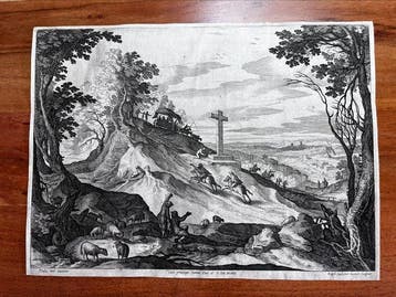 Paul Bril (1554-1626), after - Krajobraz z krzyem