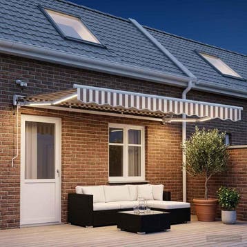 vidaXL Elektrisch Uitschuifbare Zonneluifel Lichtgrijs en, Tuin en Terras, Zonneschermen, Verzenden, Nieuw