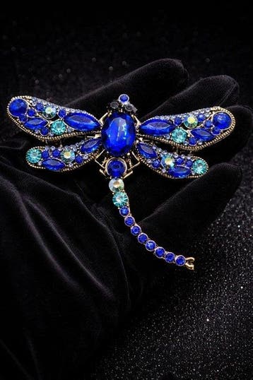 Beau broche vintage de Libélula avec des cristaux de style, Antiek en Kunst