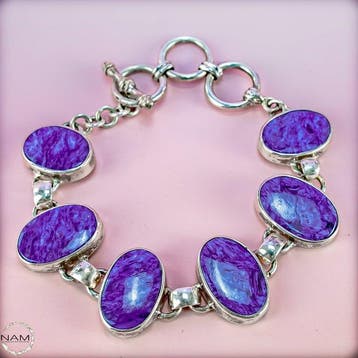 Exclusieve charoiet armband van 925 zilver met intens