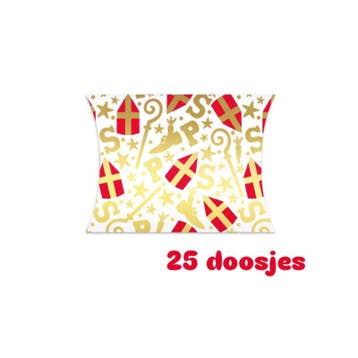25x Gondeldoosje goudfolie mijter staf - sint, Diversen, Verzenden, Nieuw, Cadeauzakje