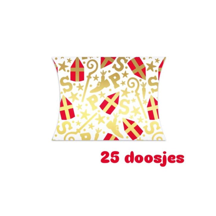 25x Gondeldoosje goudfolie mijter staf - sint, Diversen, Cadeauverpakkingen, Cadeauzakje, Nieuw, Verzenden
