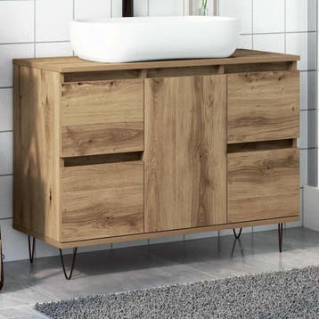 vidaXL Badkamerkast 80x33x60 cm bewerkt hout artisanaal, Verzenden, Nieuw