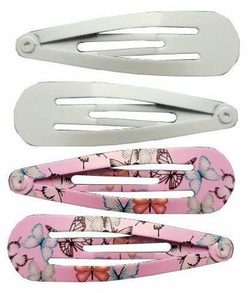 Haarspeld Klikklak 5cm – Vlinder Print Effen – Roze Wit –, Nieuw