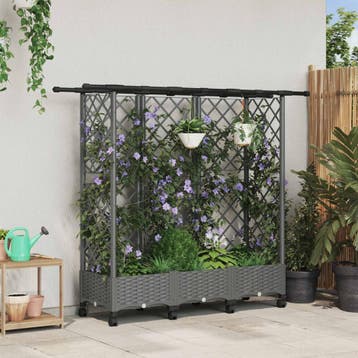 vidaXL Verhoogd Bed met Trellis en Dak Lichtgrijs 164 x 40 x, Verzenden