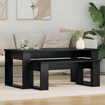 vidaXL Koffietafel Set 2 st Zwart Eiken 100 x 50 x 42 cm, Verzenden, Nieuw