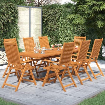 vidaXL 9-delige Tuinset massief acaciahout 160-240 cm, Verzenden, Nieuw, Tuinset