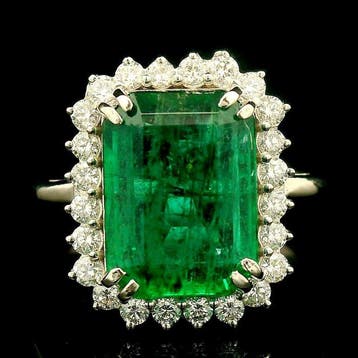 Ring Platina - 3.57ct. tw. Smaragd - Diamant - Natuurlijke, Nieuw