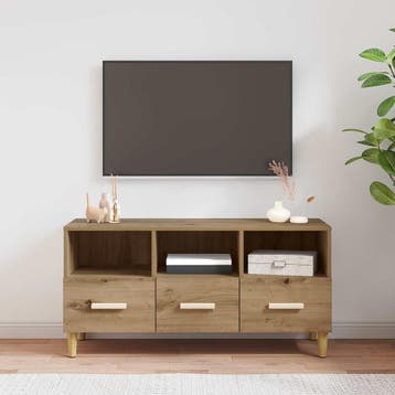 vidaXL TV Kast 102 x 36 x 50 cm Ambachtelijk Eiken Bewerkt, Verzenden