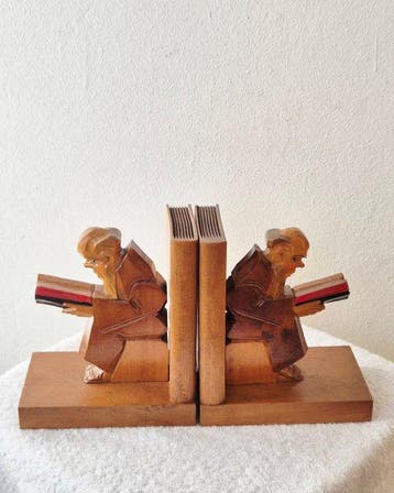 Serre-livres (2) - Bois - sculpture sur bois