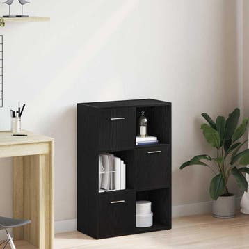 vidaXL Boekenkast/kamerverdeler zwart eiken 60,5x30x90cm, Verzenden, Nieuw