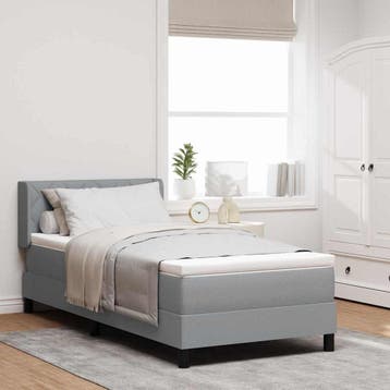 vidaXL Boxspring bed met hoofdeinde Lichtgrijs 200 x 90 cm, Verzenden