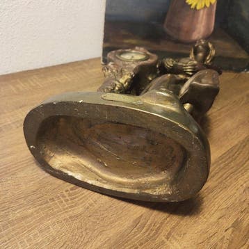 Figurale pendule - Daprès Moreau - gips met bronzen patina, Antiquités & Art
