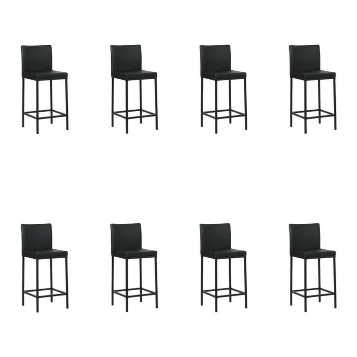 Set van 8 Leren barkrukken Break laag - Toledo Nero (zwart), Huis en Inrichting, Barkrukken, Nieuw, 1 kruk, Leer, 90 cm of meer