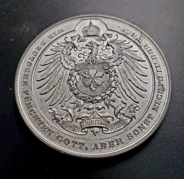Duitsland. Zinnmedaille 1895 Furst Bismark (Zonder
