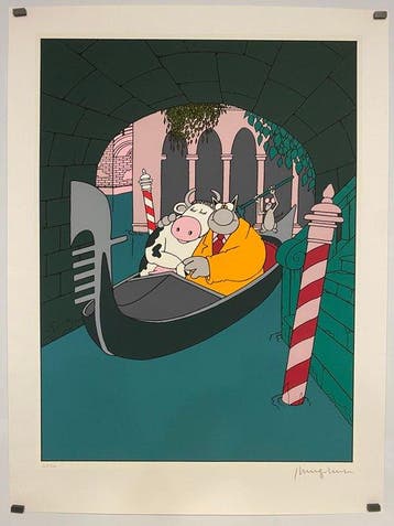 Philippe Geluck - Sérigraphie - Le Chat - Venise - Signée