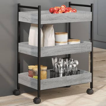 vidaXL Keukentrolley 50x30x70 cm bewerkt hout grijs sonoma, Verzenden, Nieuw