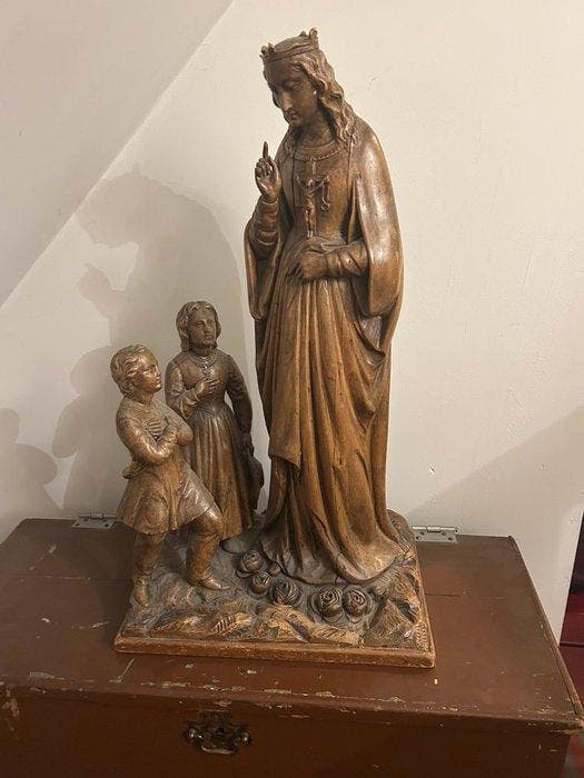 Houten Beeldengroep - Onze-Lieve-Vrouw van La Salette - 67, Antiek en Kunst, Kunst | Niet-Westerse kunst