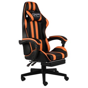 vidaXL Racestoel met voetensteun kunstleer zwart en oranje, Verzenden