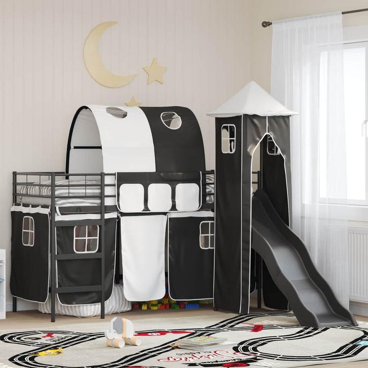 vidaXL Kidsloftbedframe Zwart 100 x 190 cm Metaal, Huis en Inrichting, Slaapkamer | Bedden, Nieuw, Verzenden