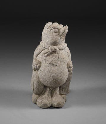 Tuinbeeld van een tanuki - Graniet - Japan - Shwa periode