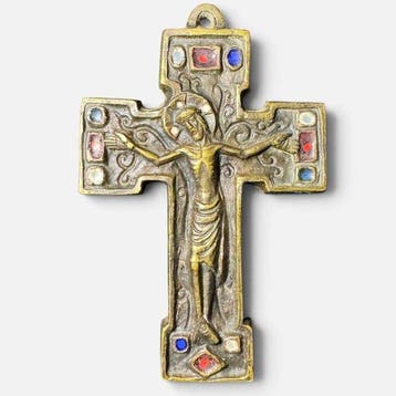 Crucifix - Brons, Emaille - 1960-1970, 1970-1980 - Dominique